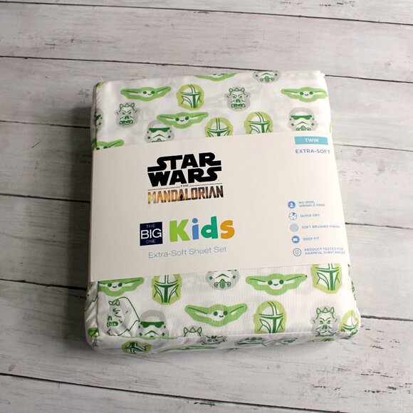 Star Wars Mandalorian Twin Sheet Set Kids Bedding Baby Yoda Grogu - Picture 2 of 6
